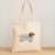 Tote bag color beige con diseño divertido de perro salchicha estilo hot dog con gafas de corazón