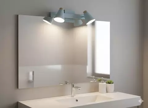 Aplique Pared 2 Luces Estilo Nordico Industrial Liston Gu10 Blanco/madera Clara