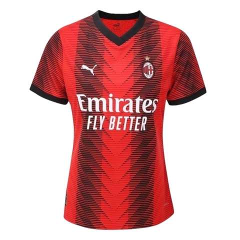 Camisa AC Milan I 23/24 - Torcedor Puma Feminina - Vermelha e preta