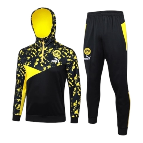Conjunto Borussia Dortmund Treino 24/25 - Masculino Puma - Preto com detalhes em amarelo