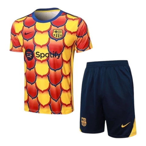 Kit Treino adulto - Camisa e Shorts - Barcelona Nike 24/25 - Amarelo e vermelho e azul