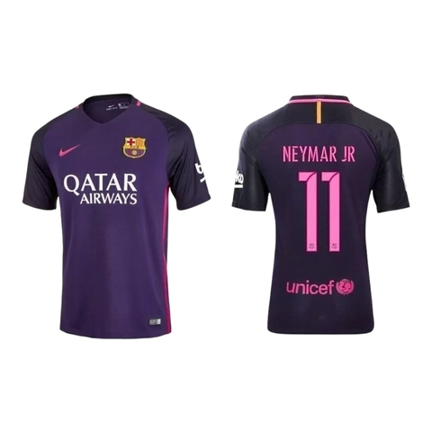 Camisa Retrô Barcelona II 2016/17 - Masculina Nike - Roxa com detalhes em rosa