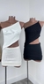 Conjunto de Cropped Ombro Assimétrico + Saia Básica