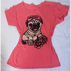 Blusinha Feminina T-Shirt Cachorro Com Flor na internet