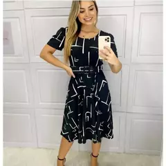 Vestido Manga curta e Cinto Removível - Pandadripp