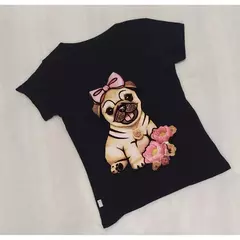 Blusinha Feminina T-Shirt Cachorro Com Flor - Pandadripp