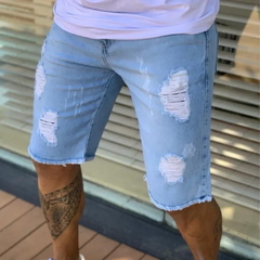 Bermuda Jeans Slim Lycra Elastano Lisa - comprar online