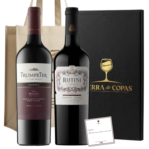 COFRE Vinos Rutini Cabernet Malbec + Trumpeter Reserva Malbec