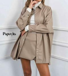 MAXI CAMISA CAMILA ECOCUERO - PAPAYITAS.OK