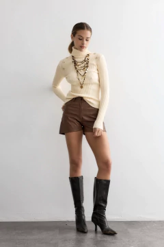 SHORT ECOCUERO CAMEL - comprar online