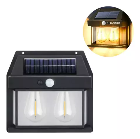 Pack x10 Lampara doble de exterior con sensor de panel solar