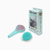 Set de dos cepillos desenredantes color pastel con estuche transparente y caja de embalaje de la marca Michel Mercier