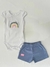 Conjunto Infantil Body Branco e Short Lilás