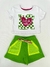 Conjunto Infantil Feminino com Blusa Branca e Short Verde