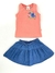 Conjunto Infantil Feminino com Blusa e Saia Jeans