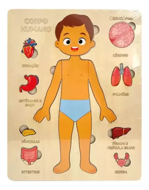 Quebra Cabeça Corpo Humano Montessori Educaplay Menino - comprar online