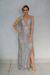 Vestido Decote Costas Todo Bordado Fenda Frente 99448 MM