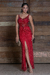 Vestido de Festa Vermelho Bordado