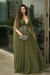 Vestido Longo Meio Bordado Verde Militar