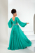 Vestido Verde Meio Bordado Prata
