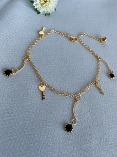 PULSERA DE TOBILLO LLAVE Y CORAZÓN