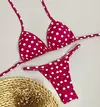 Biquíni fita bolinha rosa