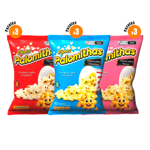 Kit Palomithas 3 sabores Natural + Manteira + Bacon com 9 unid - comprar online