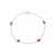Pulseira De Prata Com Pedra Zirconia Vermelha Redonda 19cm
