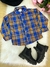 Camisa Infantil Xadrez Junina Azul