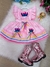 Vestido Princesa Belli Junino Luxo Stitch Rosa