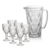 Conjunto Jogo 6 Taças 260ml C/ 1 Jarra Diamante 1L Vidro Resistente Água Suco Várias Cores - comprar online