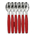 Kit C/ 6 Colher Sobremesa Talher Aço Inox Vermelho Para Restaurante, Casa, Bar, Hotel Linha Canadá