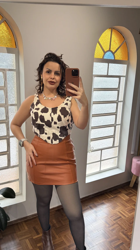Cropped Animal Print - Vaca - comprar online