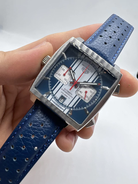 Tag Heuer Monaco Azul Pulseira de Couro - comprar online