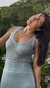 Conjunto Blusa + Saia Azul Tricô na internet