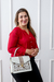 Bolsa feminina de couro com floral bege – Luciana - comprar online