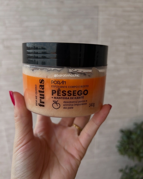 Esfoliante de Corpo e Rosto de Pêssego Vegano Poran 240g - comprar online