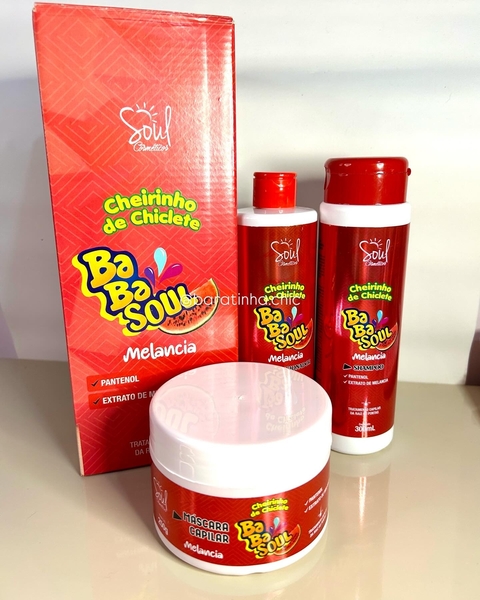 Kit Capilar Cheirinho de Melancia Chiclete Soul Cosméticos – Shampoo, Condicionador