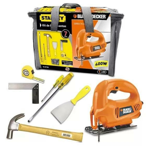 KIT FERRAMENTAS MANUAIS 7PÇS +SERRA TICO TICO BLAC