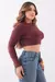 Cropped Gola Manga Longa- Marrom - loja online