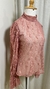 Blusa Chocoleite Rosa seco poá rendado