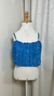 Cropped FARM azul cetim plissado
