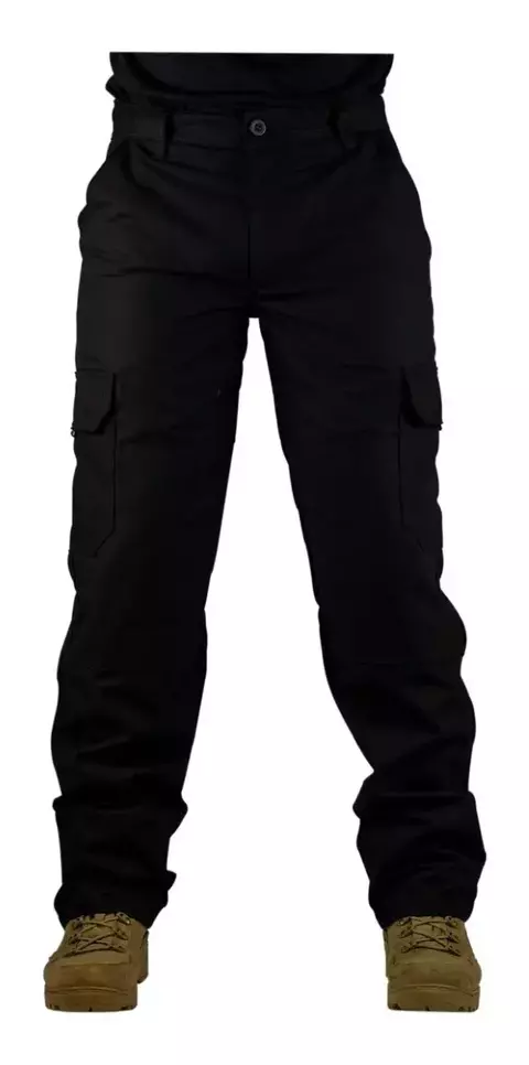CALÇA TÁTICA PRETA RIP STOP 48