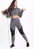 Conjunto Fitness Feminino – Calça Legging com Tela DryFit + Cropped Manga Longa Cinza Aço | REF: FRD1 - Loxum