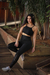 Conjunto Fitness – Cropped + Calça Legging com Detalhe em Tela Preto | REF: LX279 - comprar online