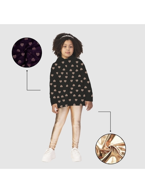 Conjunto Casaco Pelo Corações Com legging Metalizada - comprar online