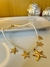 Colar de pérolas com pingente de estrelas folheado a ouro 18k