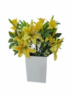 FLORERO DE MADERA MAS BOUQUET YELLOW - comprar online
