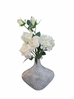 FLORERO CERÁMICA MÁS FLORES BLANCAS - comprar online