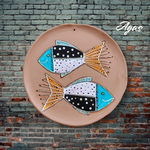 Prato Decorativo em Cerâmica com Arte Mehndi Indiana em Alto-Relevo – Obra Artesanal Exclusiva